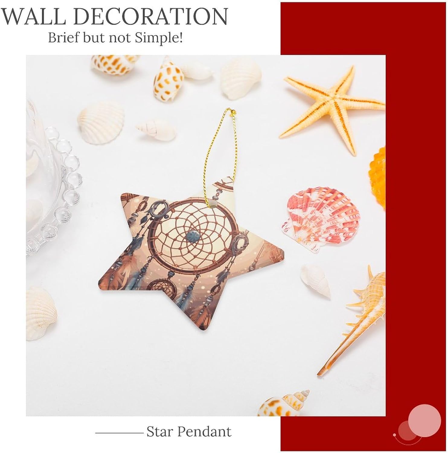 Christmas Star Pendant Native American Dream Catcher Printed Ceramic Pendant Ceramic Ornaments Christmas Tree Home Holiday Decoration And Car Decoration