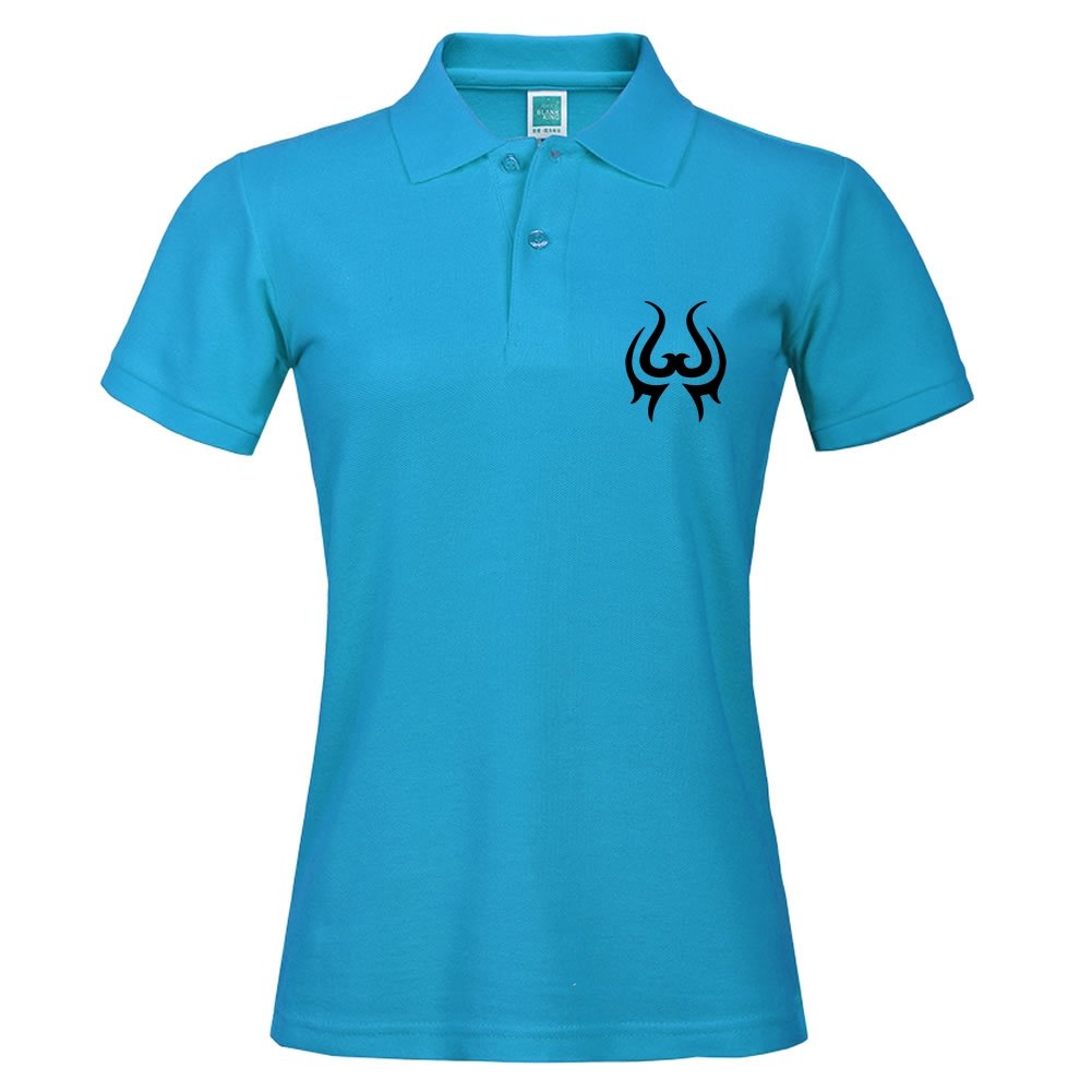 Short-Sleeve Polo Shirt with Tribal 2 Pattern Blue Uniform Size Xx-Large