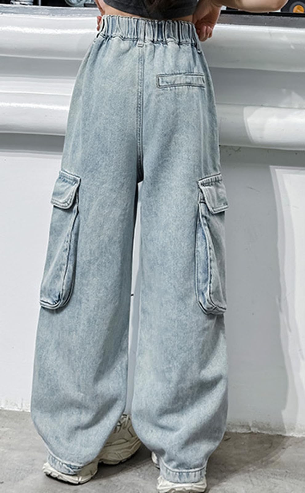 Vaqueros para niños Corte Amplio sin apretar Vaqueros de Cintura Media para Primavera, Verano y otoño Jeans de Pierna Ancha Elásticos y cómodos Jeans con cordón Ajustable Corte Amplio sin apretar