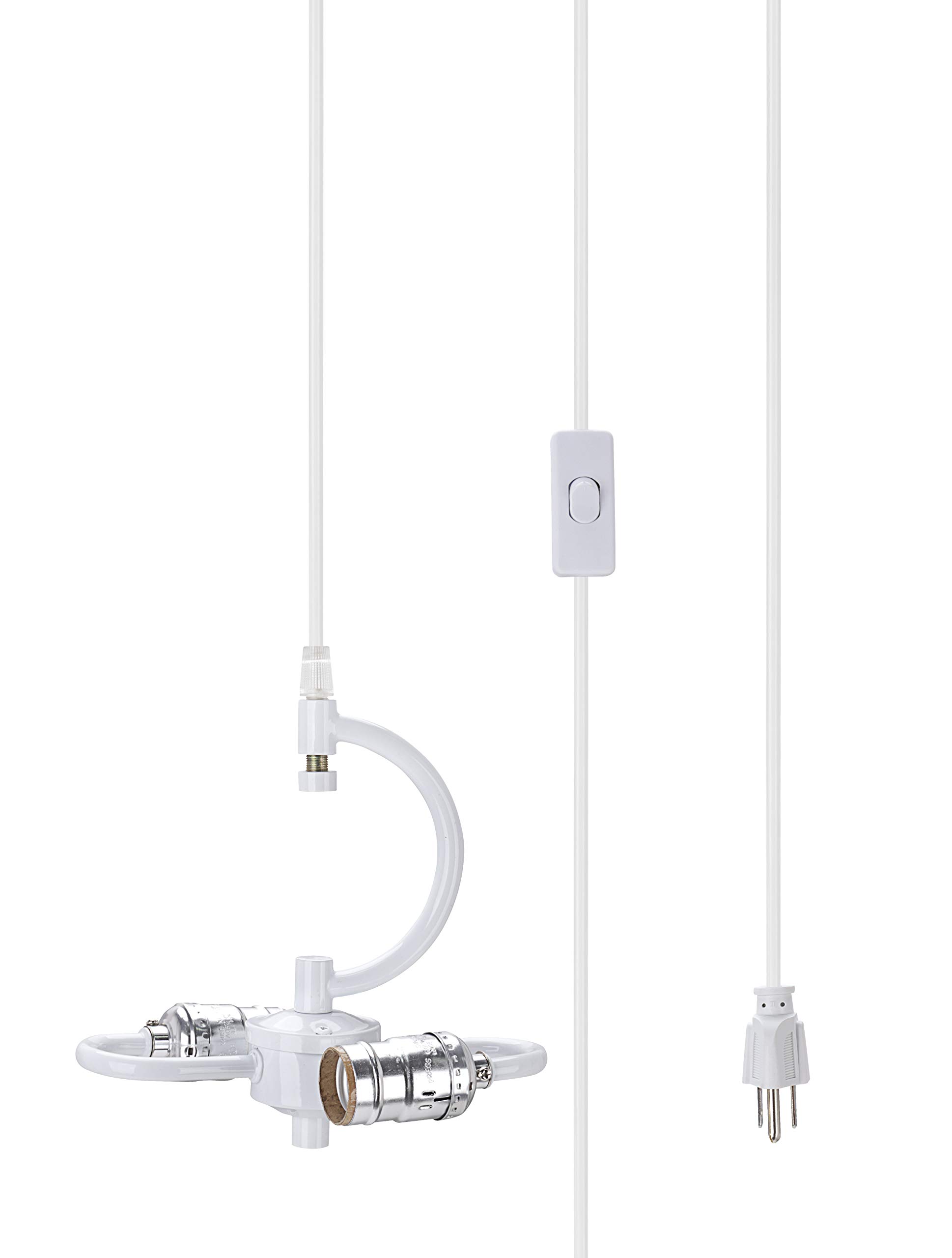 Photo 1 of Aspen Creative 21044-2B, One Plug Pendant Conversion Glossy White Swag Light KIT, 2 Light