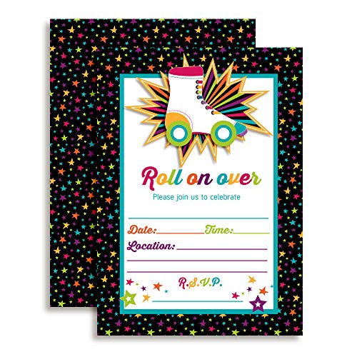 Roller Skating Birthday Party Invitations, 20 5"X7" Fill In Cards With Twenty White Envelopes By Amandacreation #TOP3