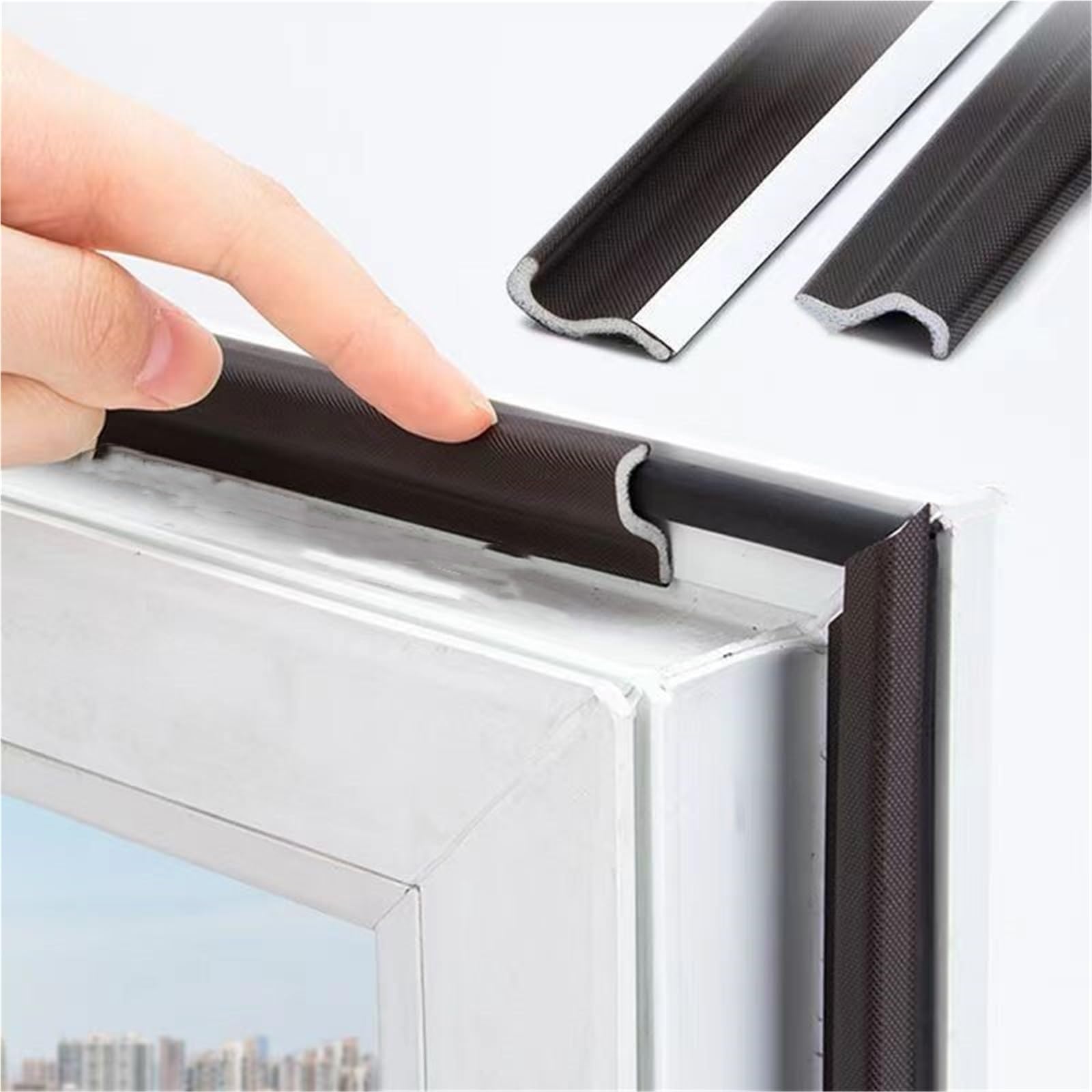 Tiras de sellado puertas y ventanas abatibles autoadhesivas, cinta espuma portátil, acústica, impermeable, a prueba polvo, burlete, 10/20M para Apartamentos, Casas(Black,20M)