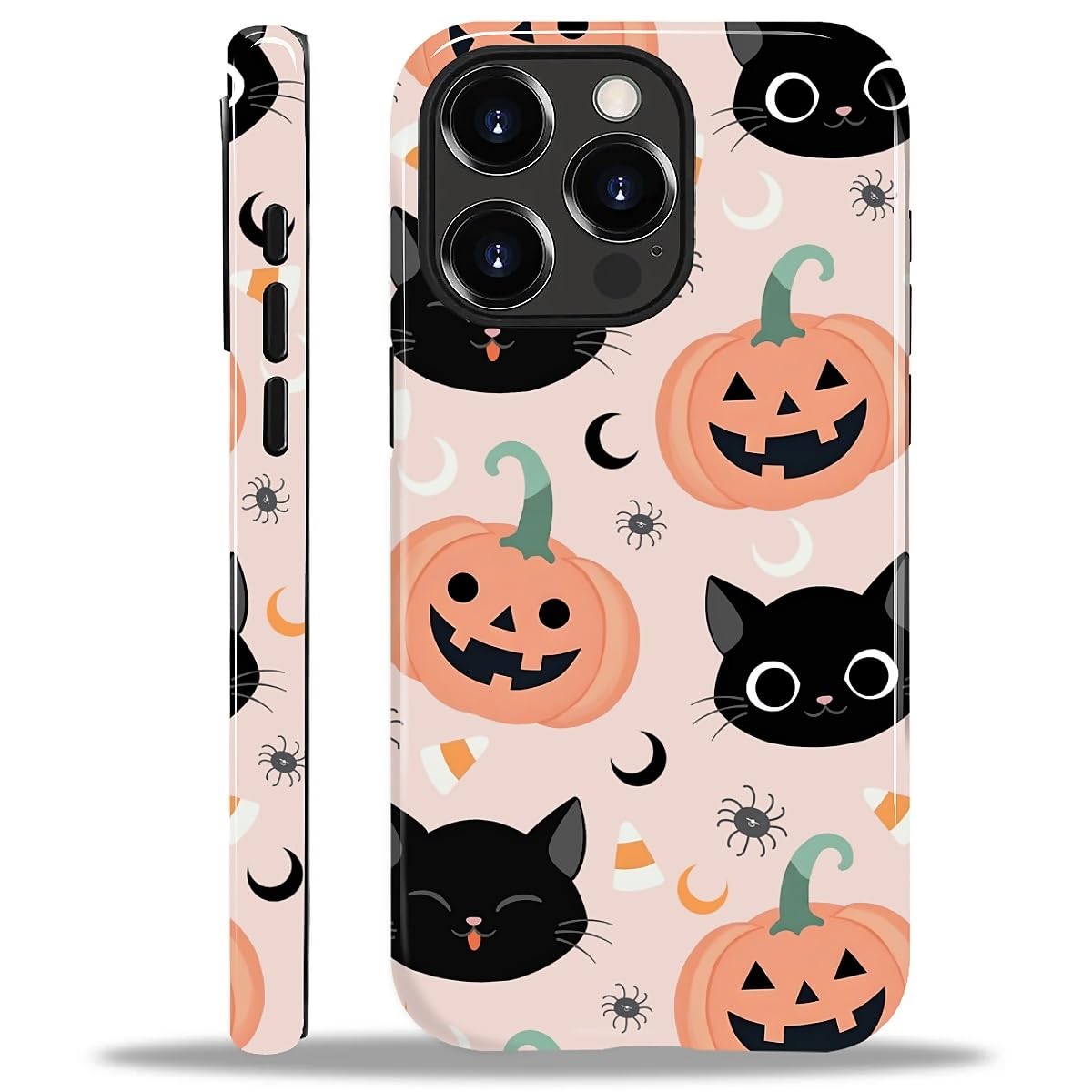 for iPhone 14 Pro Max Case for Women Girl Men Boy, Compatible with MagSafe, Shockproof Soft Silicone & Hard PC Shell Protective Case for iPhone 14 Pro Max - Halloween Fall Pumpkin Cute Cat Halloween Fall Pumpkin Cute Cat IPhone 14 Pro Max