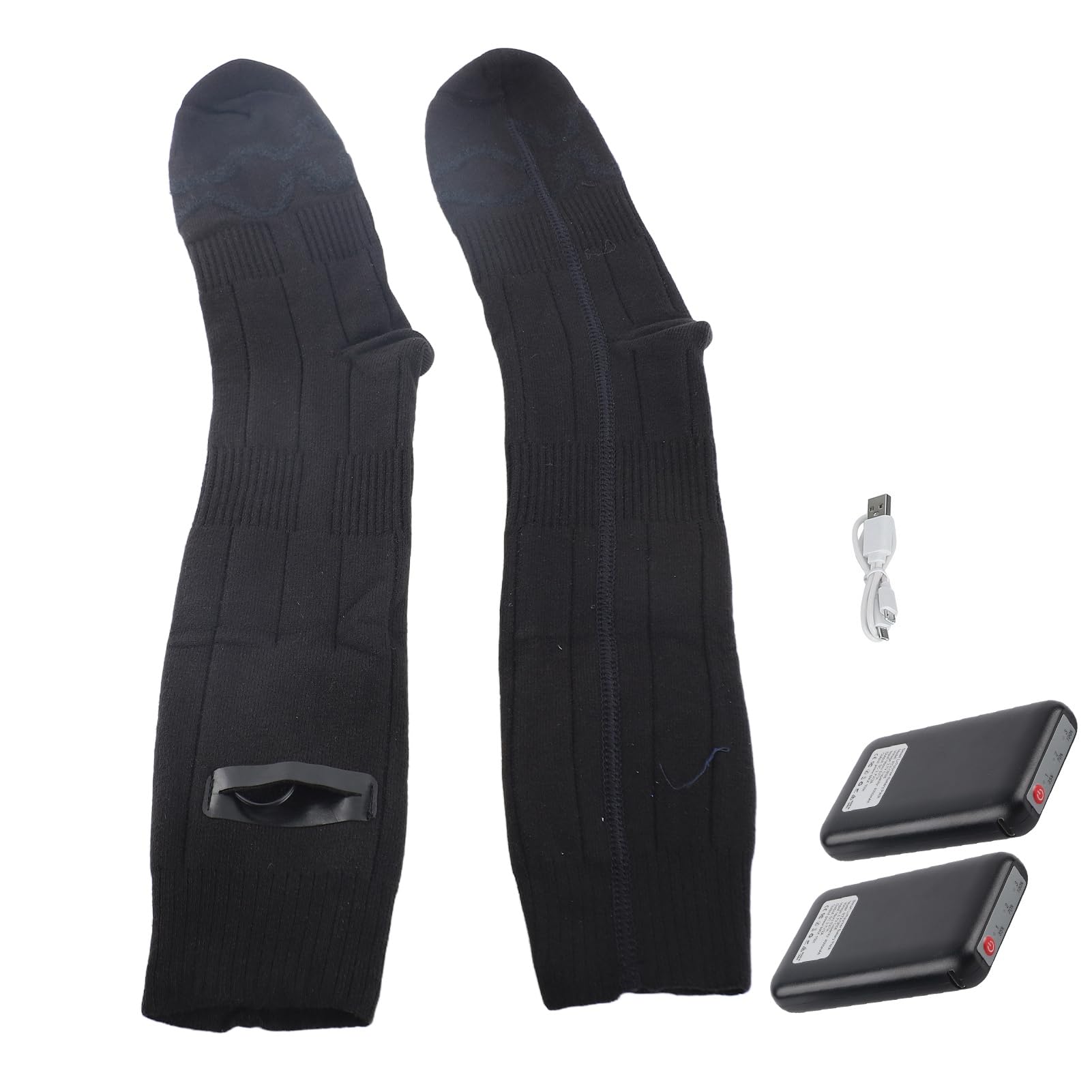 Chaussettes chauffantes, 4000 mAh Chaussettes Chaudes pour Hommes Femmes Batterie Rechargeable USB Contrôle de la température à 3 Niveaux Chaussette Thermique Lavable Semelle chauffante