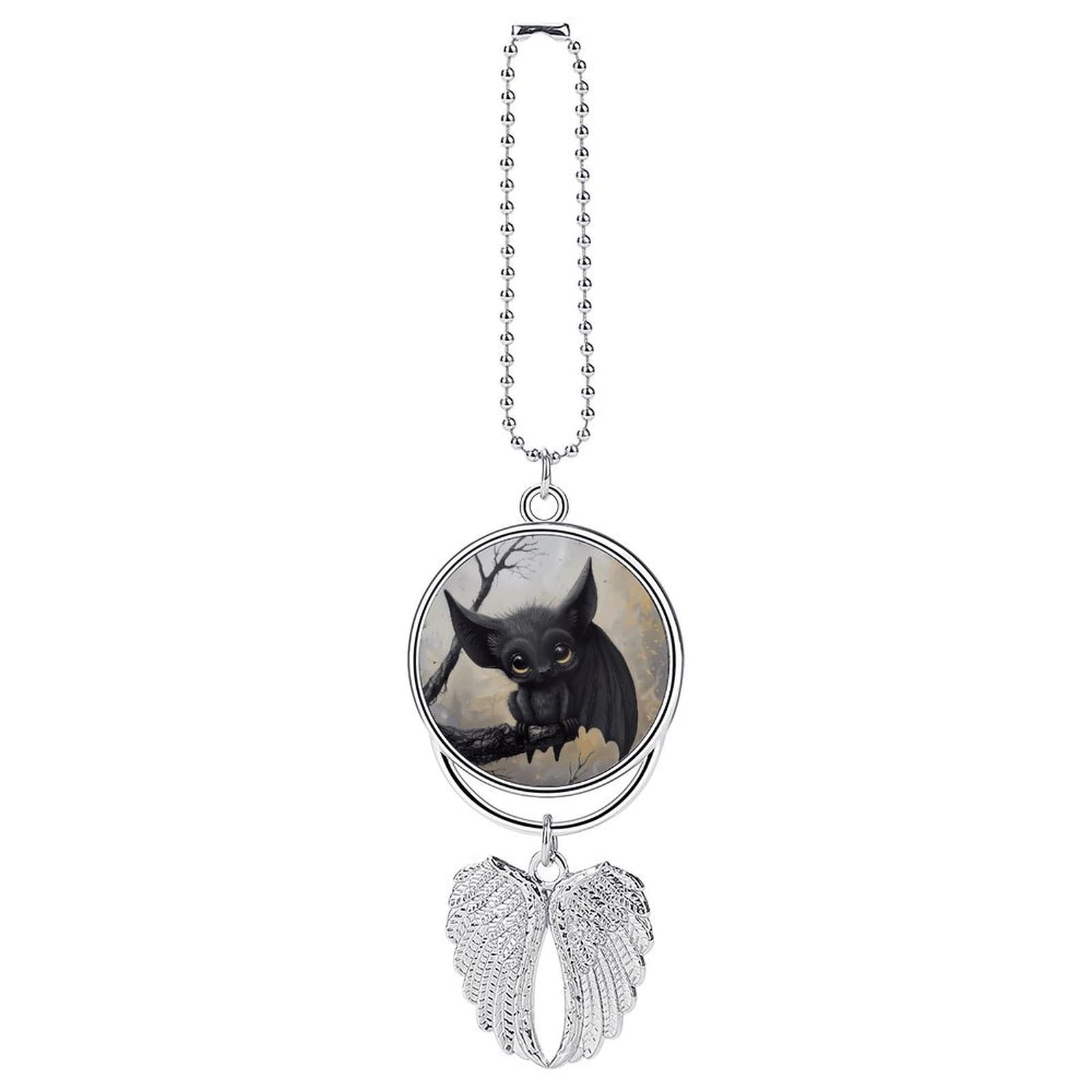 Bat Car Pendant Car Rearview Mirror Pendant Custom Photo Car Hanging Ornament Car Rear View Mirror Hanging Accessories Angel Wing Car Charm Gift for Men Women