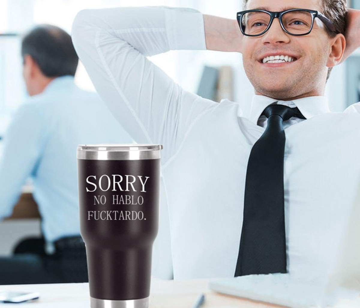 Cosictic Sorry No Hablo Fuctardo Travel Tumbler, 30 Oz Insulated Stainless Steel Tumbler with Lid and Straws, Funny Christmas Birthday Gifts for Cowokers Boss Friends Dad Mom Sister Brother image 4