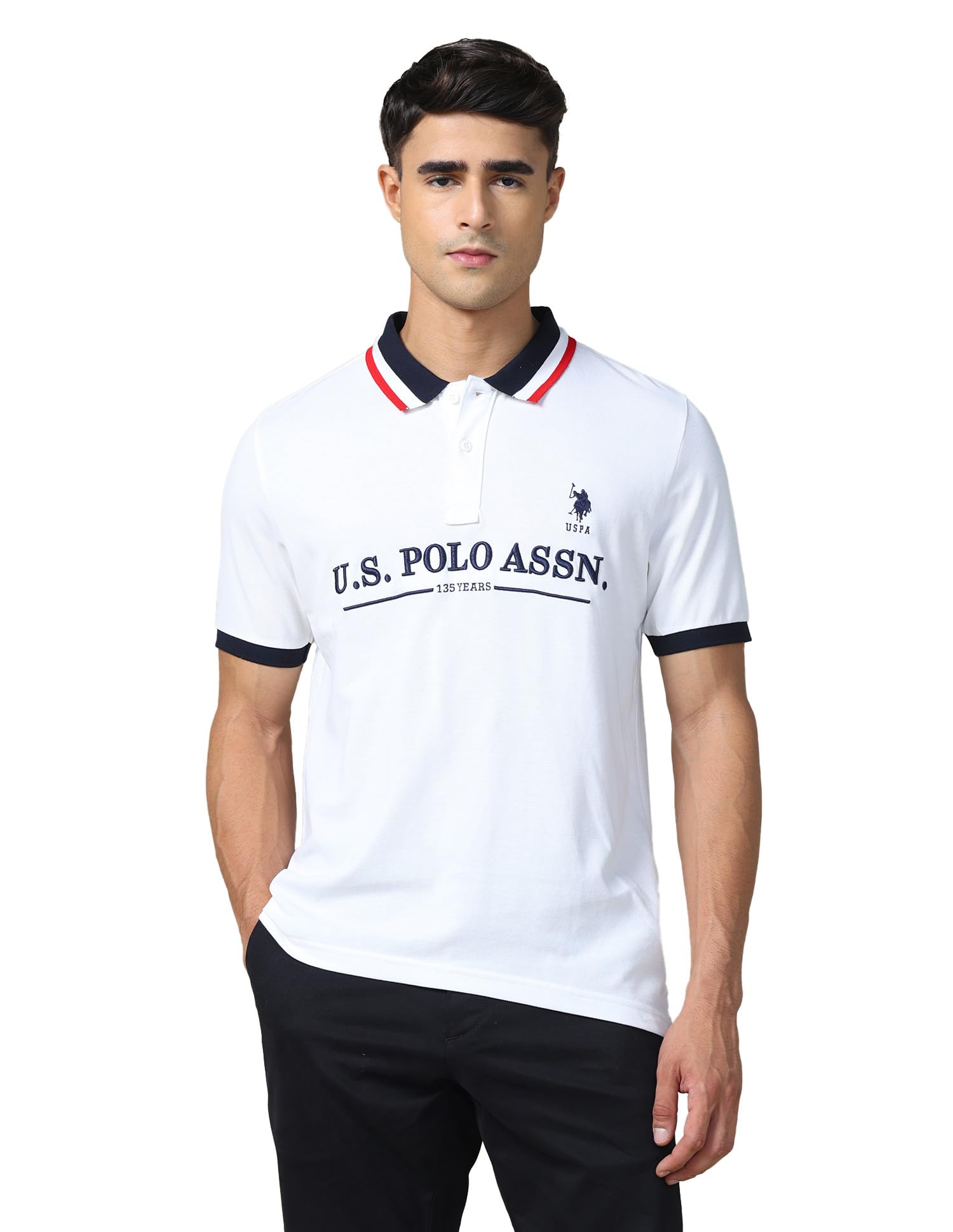 u.s. polo assn. Knitted Polo T Shirts for Men - 100% Cotton, Half Sleeves Mens Tshirt for Regular Wear-picture-11