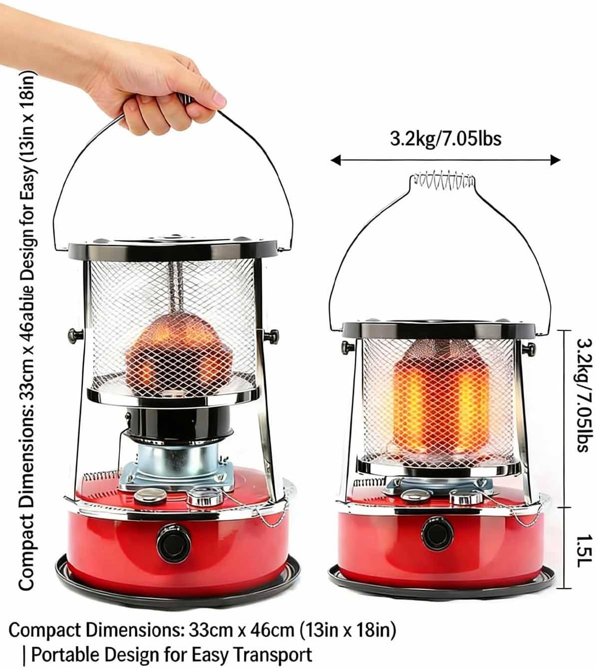 Kerosene Heaters for Indoor Use, Non Electric Heaters, 2026 Upgrade 9000 Btu Kerosene - Lasts 18 H, Portable Convection Space Heater with Cooking Func for Emergency Home Use, Power Outage