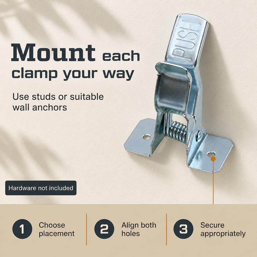 Wall Mount Spring Clamps - Organize Your Tools! -4 Wall Mount Spring Clamps - Organize Your Tools! -4