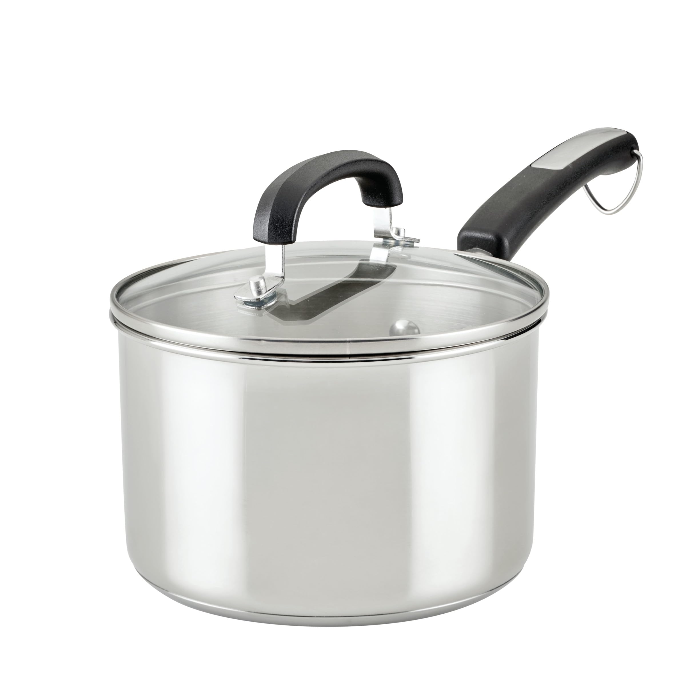 farberware brilliance stainless steel saucepan/saucepot with glass lid, 3 quart, dishwasher safe and induction ready, compatible with all cooktops, stainless steel