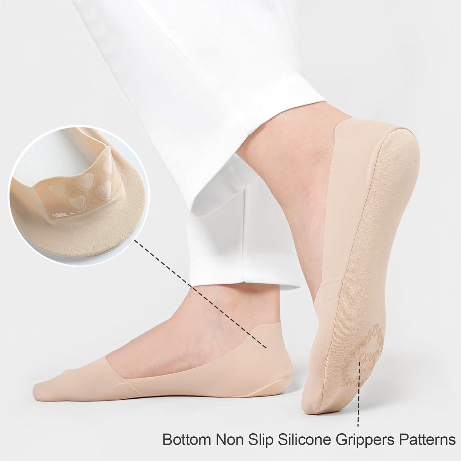 No Show Socks for Women, Non Slip Nylon Thin Footies Invisible Silky Low Liner Socks for Loafers Flats 6 Pairs - Image 6