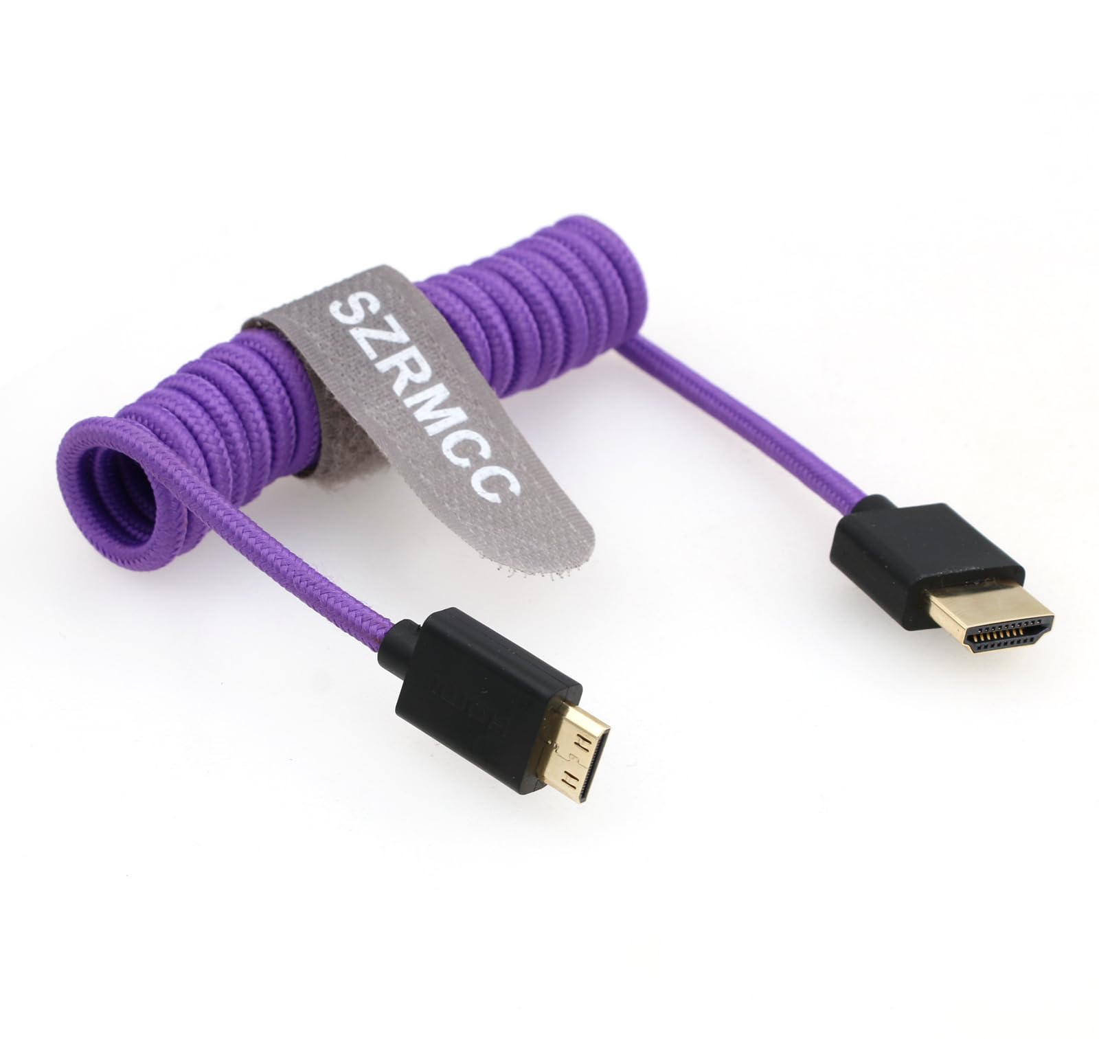 SZRMCC HDMI to Mini HDMI 8K 2.1 Ultra High Speed Coiled Braided Cable for Sony CX7,A7 II,A7S II, Canon EOS 70D/80D - Image 2