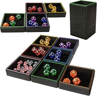 Square Modular Magnetic Dice Tray, Board Game Token Trays, 7-Pack