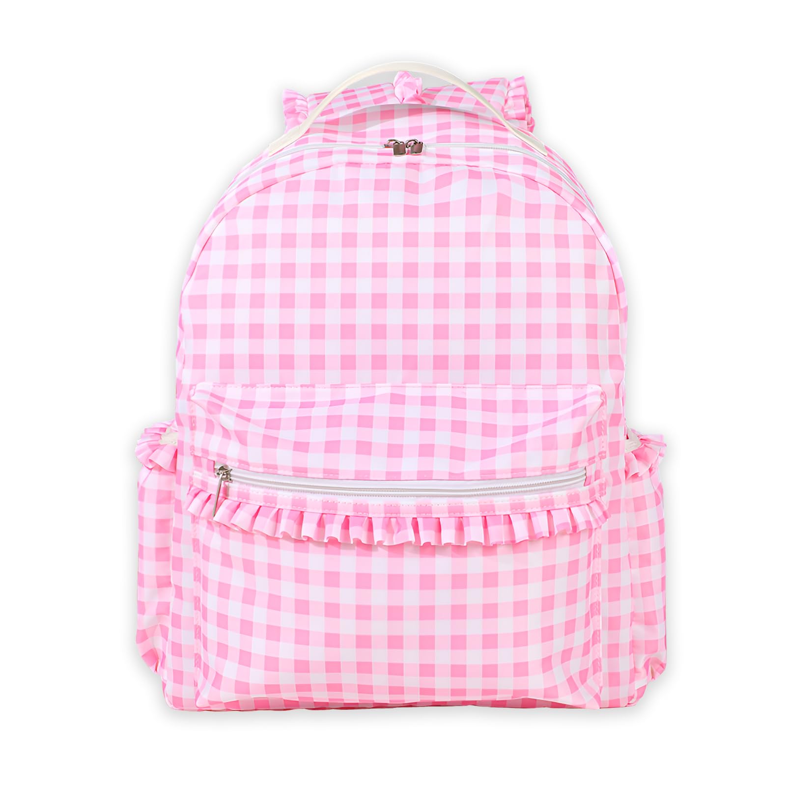 EMBRUNIOICE Nylon Backpacks for Women Lightweight Cute Casual Daypack Backpacks for Travel Shopping (Gingham Pink)