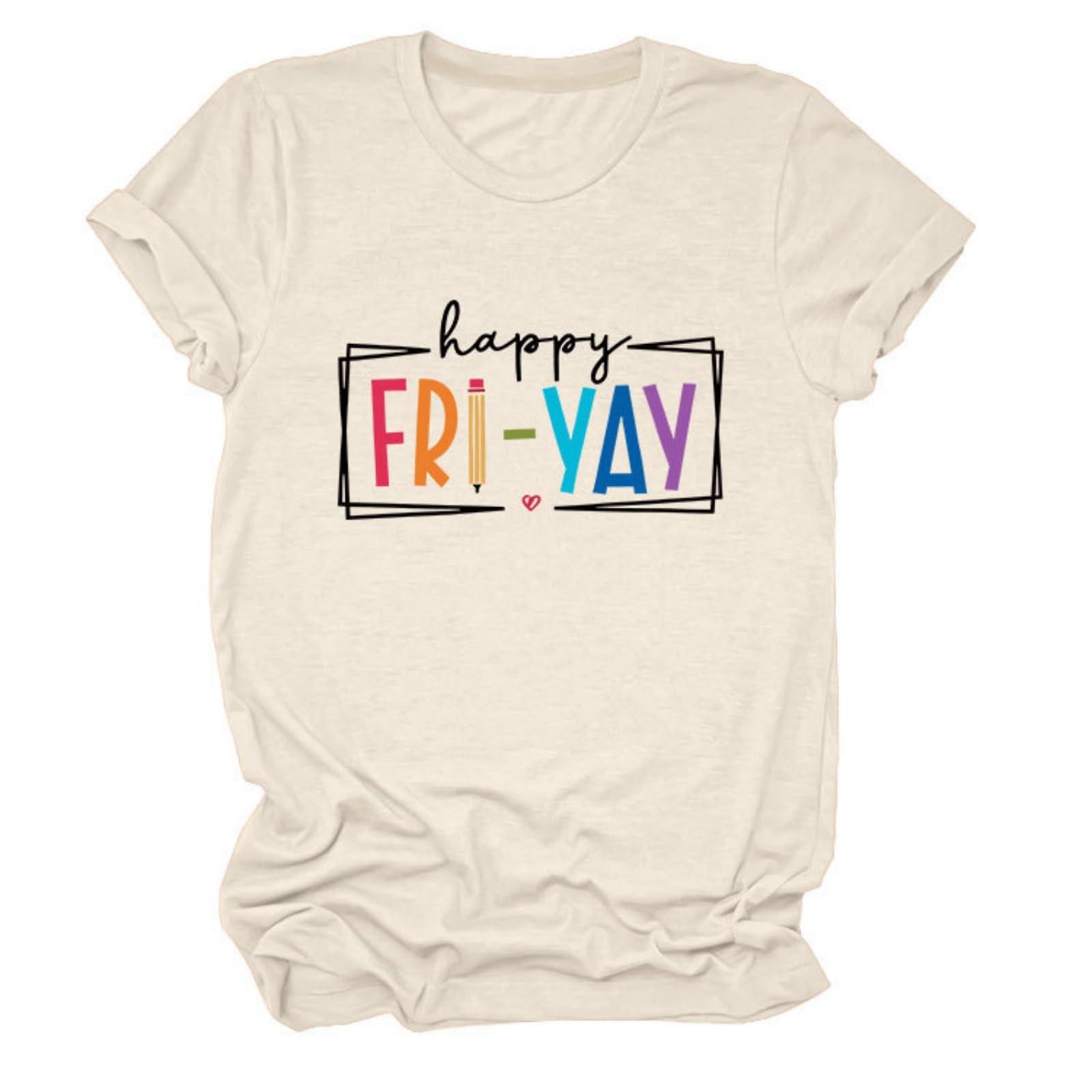 Happy Friyay Teacher Shirt Women Happy Friday T Shirt for Teacher Funny Weekend Holiday Vacation Tshirt Tops