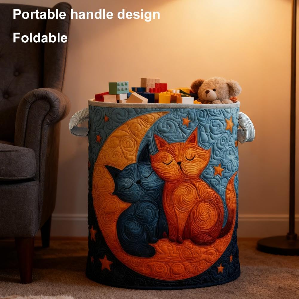 Gesteppter Wäschekorb – Gesteppter Wäschekorb mit Griffen, Boho-Blumenstoff, Aufbewahrungskorb mit Blumenmuster, weicher Wäschekorb für Kinderzimmer, Schlafzimmer, Waschküche, Kleidung und Spielzeug