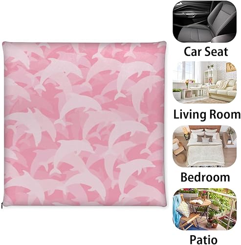 Miniatura 7 de Bardic Paquete de 1 cojín para silla, de espuma viscoelástica de delfines rosados, cojines cuadrados extraíbles para sillas de cocina, comedor,