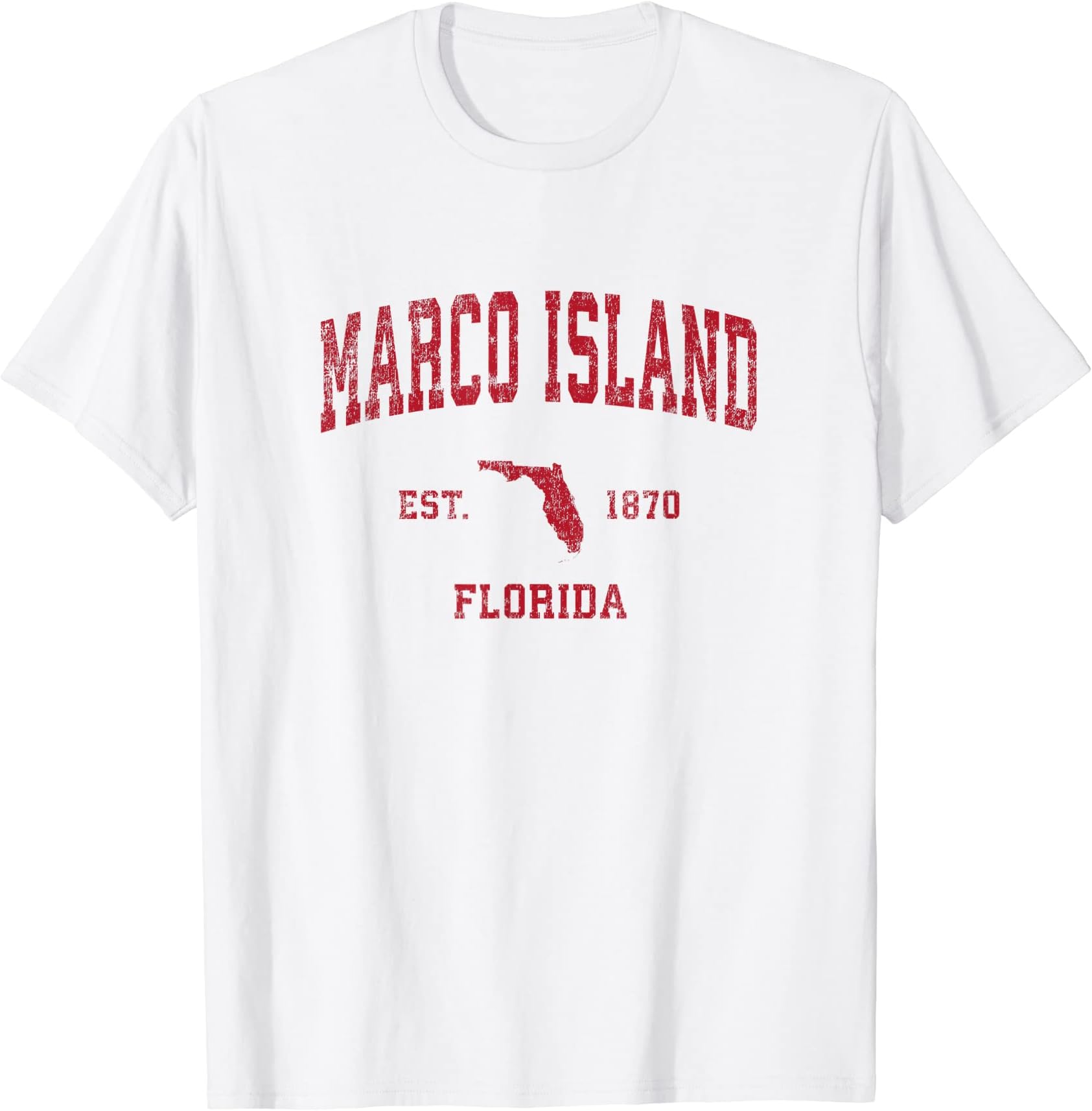 Marco Island Florida FL Retro T-Shirts & GiftsMarco Island Florida FL Vintage Sports Design Red Print T-Shirt