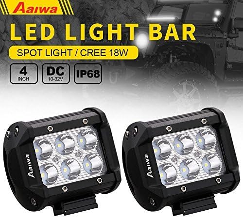 Aaiwa 4" LED Light Bar, 18W LED Pods Driving Light 2 PCS Off Road Lights Fog Lights LED Work Light for Truck SUV ATV Boat Light