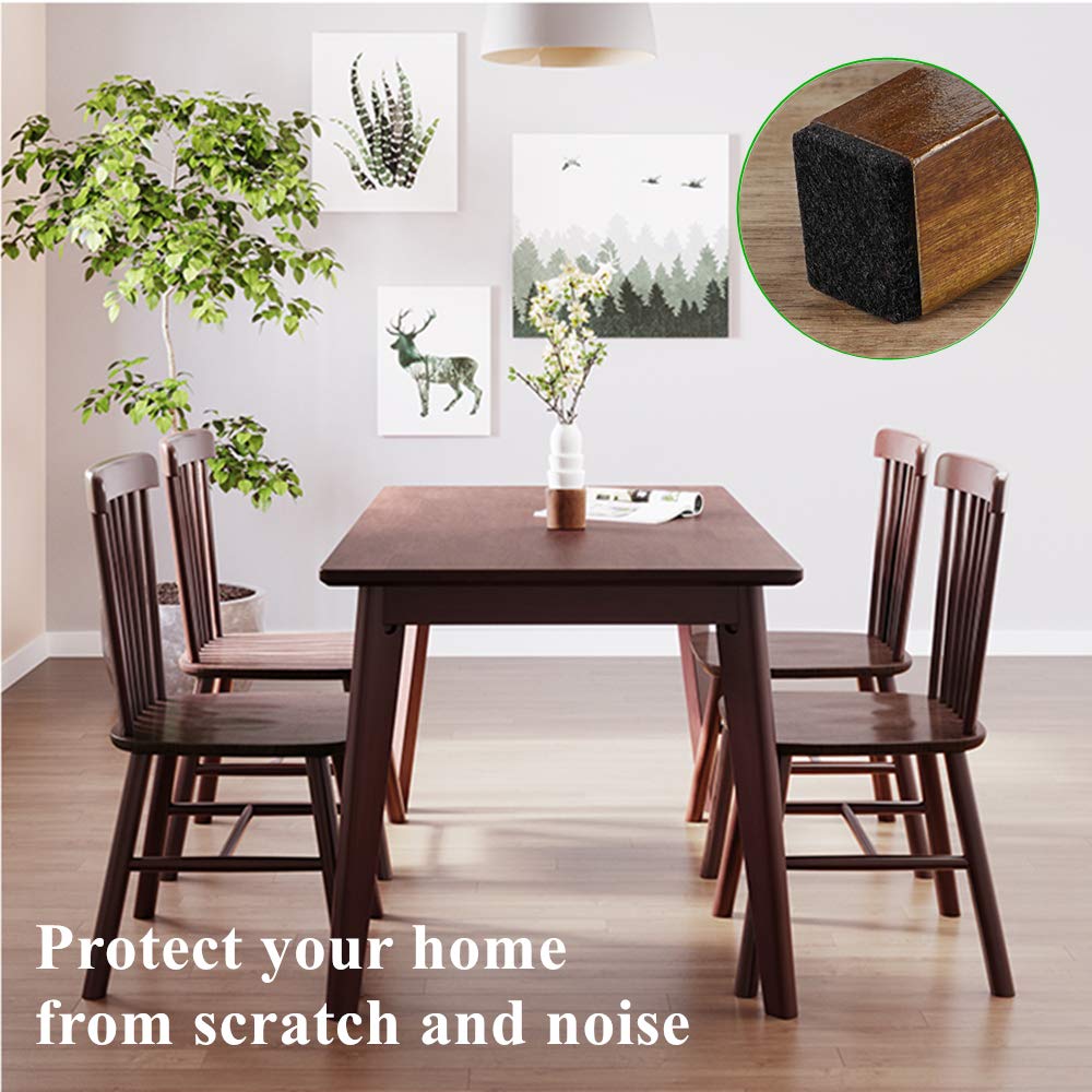 Lot De 48 Patins Carrés En Feutre Pour Meubles - Anti-rayures - 5 Mm D'épaisseur - Pour Pieds De Chaise - Noir