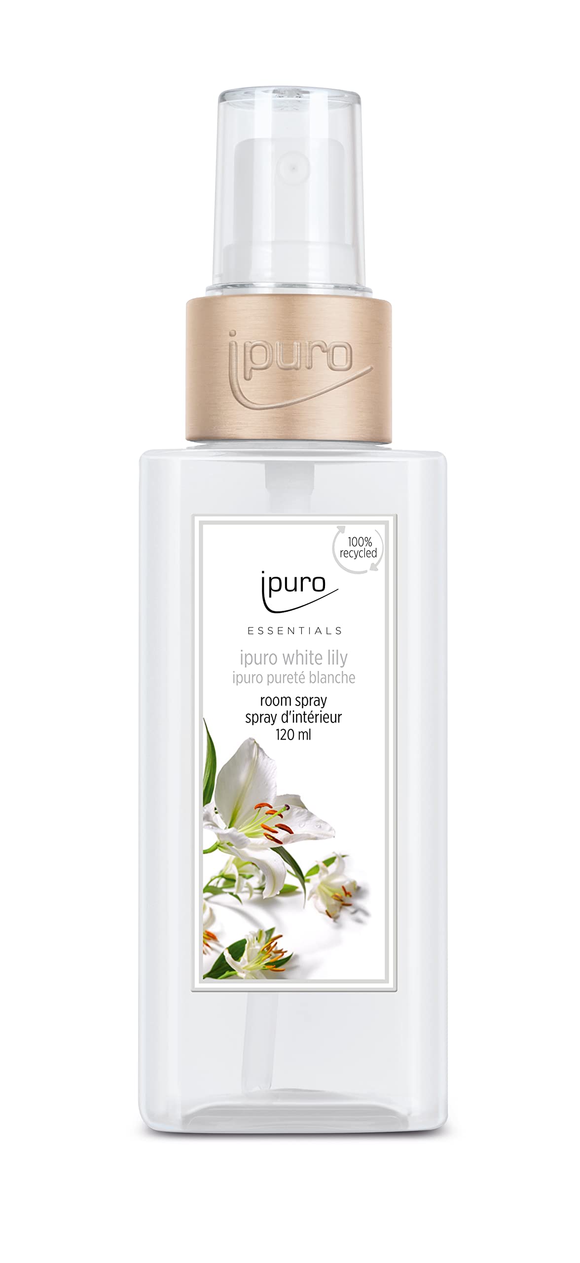 Ipuro - Spray d'ambiance rafraîchissant white lily parfumé subtil avec des notes florales délicates Fragrance de chambre élégante pour une expérience parfum puriste dans n'importe quelle pièce 120 ml