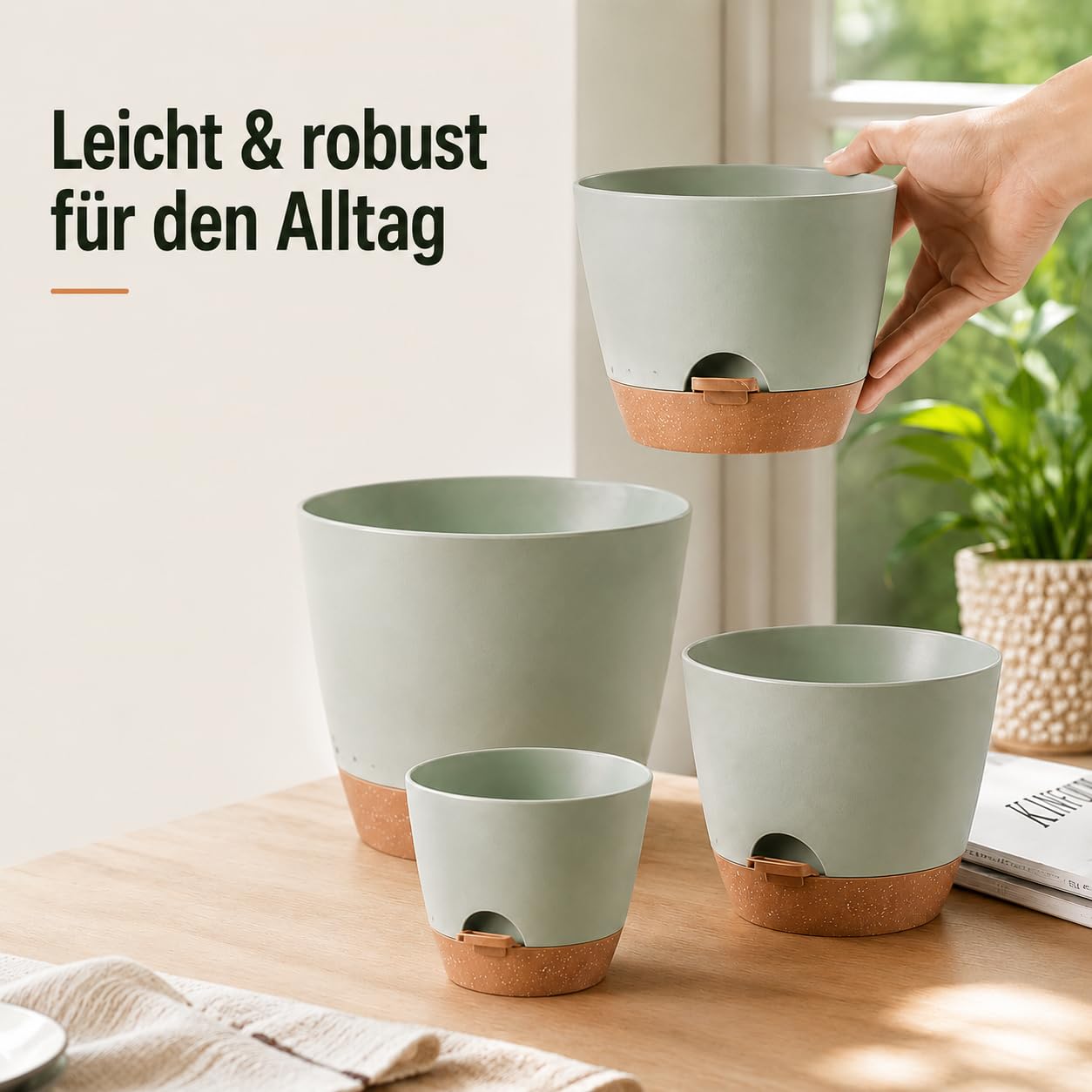 Lot de 10 pots de fleurs auto-arrosants, 5 tailles chacun