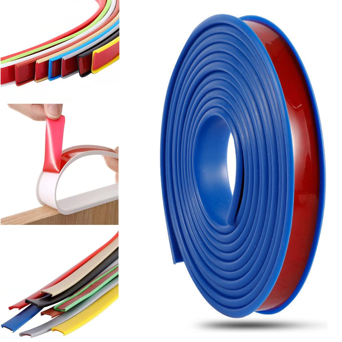 Furniture Banding U-Shaped TPE Edge Guard Strips, Wooden Board Edging Strips for Cabinet Wardrobe Table Worktop, Edging Tape, Edge Banding (18mm*2m,Blue)