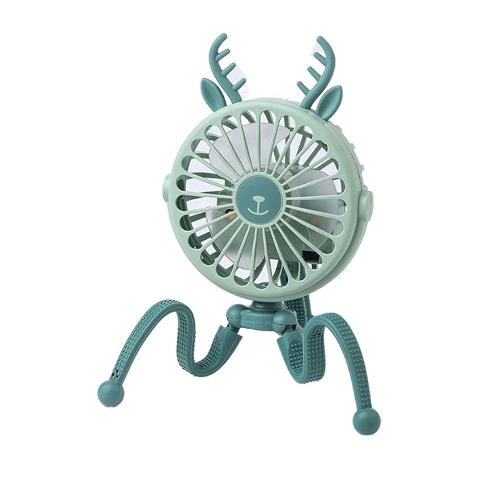 ventilador de mano, Ventilador recargable USB, ventilador for cama de cochecito bebé(Green)