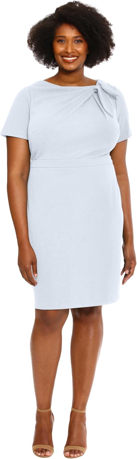 London Times Womens Polished Sheath Dress with Bow Detail Career Office Event Occasion Guest of - Image 4
