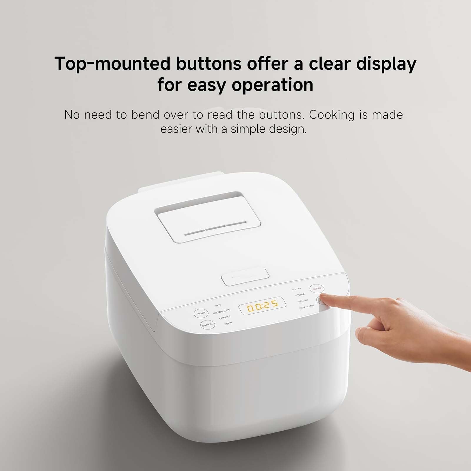 THEGA Cuociriso, Cuociriso Smart Multifunzionale con Vaporiera da 3L per 2-6 Persone, Cuociriso Multifunzione 8-in-1 con Controllo Intelligente Tramite App