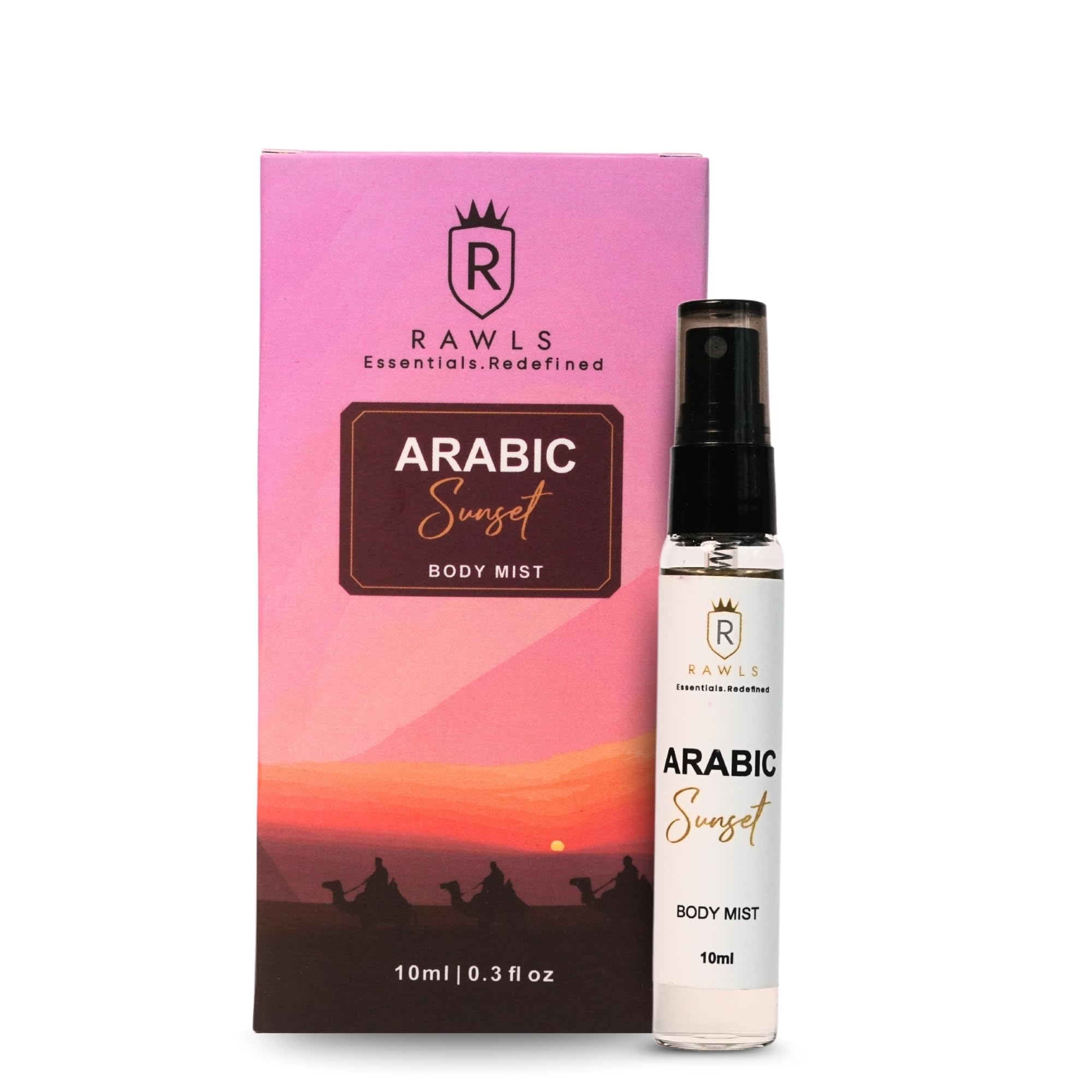 RAWLS Arabic Sunset Body Mist/Enriched With Jasmine Absolute, Orange, Ginger, Vanilla, Sandalwood For All Skin Type, 10ml For Unisex
