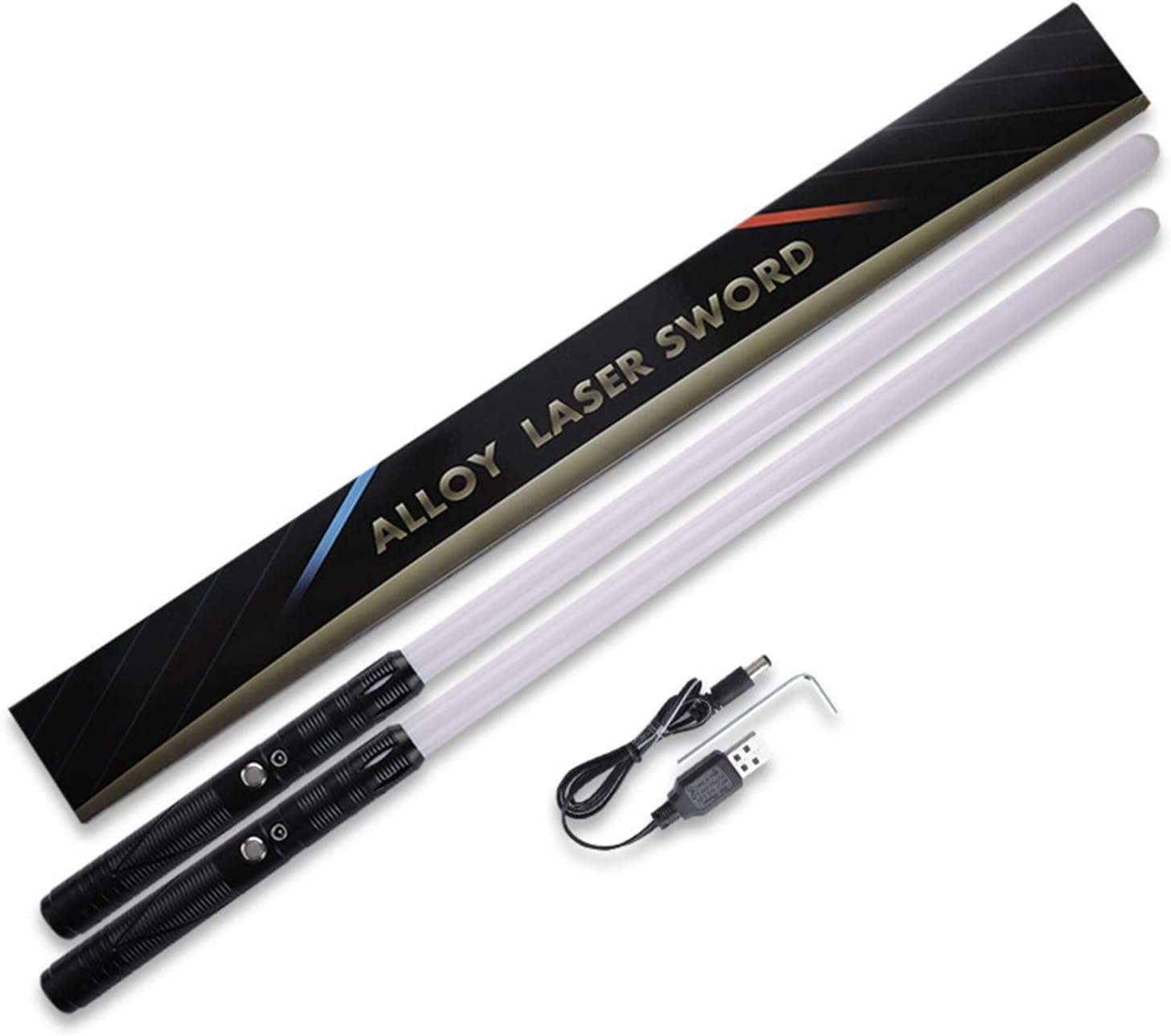 Beauenty 2Pack Lightsaber Metal Hilt 12 Colors Changeable,Battery Rechargeable 2-in-1 Double-Bladed FX Dueling Light Saber Cosplay Toy for Kids 3 Sound Mode Force Light Sword