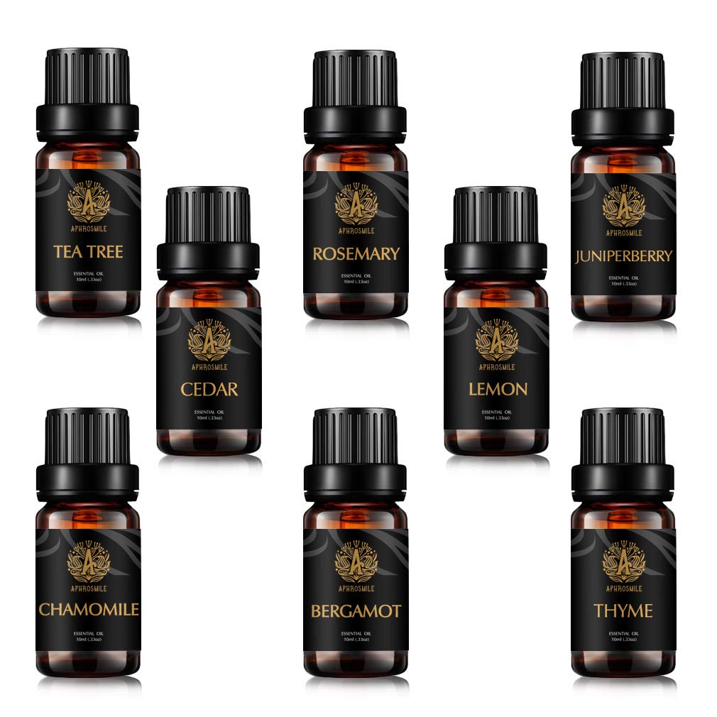 Aromatherapie Thymian ätherisches Öl Set für Diffusor, 100% reine Bergamotte ätherisches Öl Kit für Hause, 8x10ml Kamille ätherische Öle Set- Zeder,Zitrone,Rosmarin,Teebaum Öle...