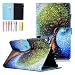 iPad Mini 4 Case,LittleMax(TM) [Card Slots] Smart Auto Wake/Sleep Kickstand Case Cover Leathery Protective Case for iPad Mini 4 (7.9 Inch) [Free Cleaning Cloth,Stylus Pen]-#1Green Flower