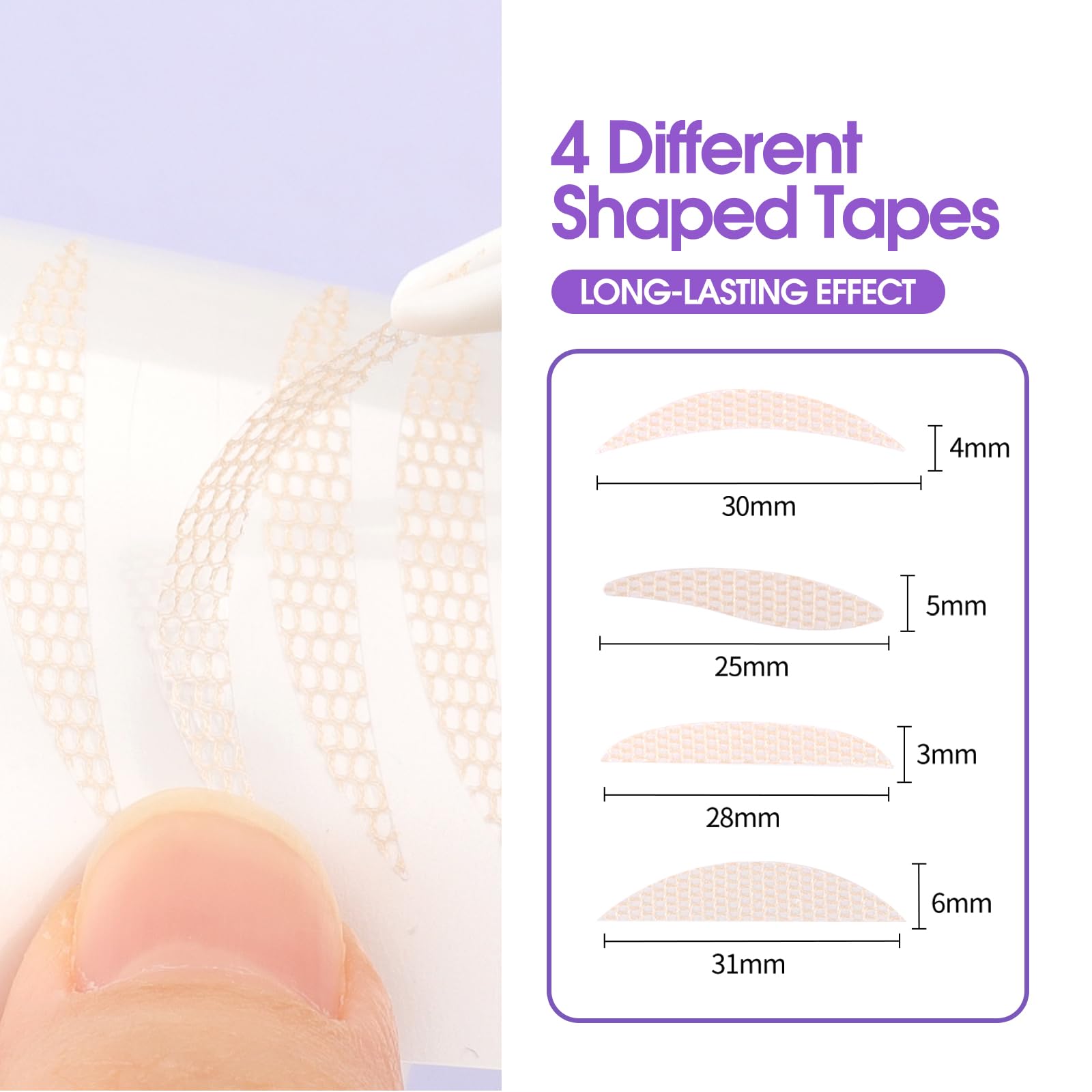 Eyelid Lift Strips 4 Types 640PCS,Invisible Double Eyelid Tape Kit with Y-Shaped Fork & Clip,Waterproof Eye Stickers for Monolid and Lash Extensions(LS-640p)