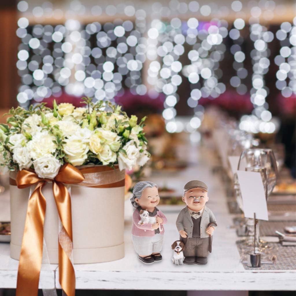 SGerste Old Married Couple Figure Figurine Statues Home Garden Ornaments Decor - Multicolor, Drinking Tea (M)