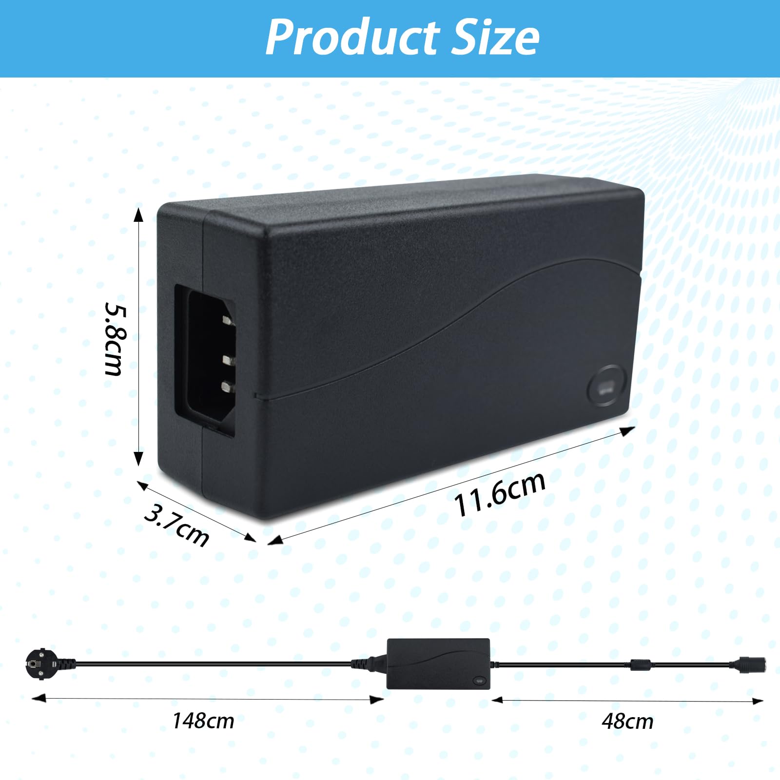 12V 6A Alimentatore, Adattatore Auto a CA 72W, Convertitore di Alimentazione DC 12V per Frigorifero Auto, Compressore d'Aria, Aspirapolvere Auto, Adattatore per Uso Domestico con Spina DC