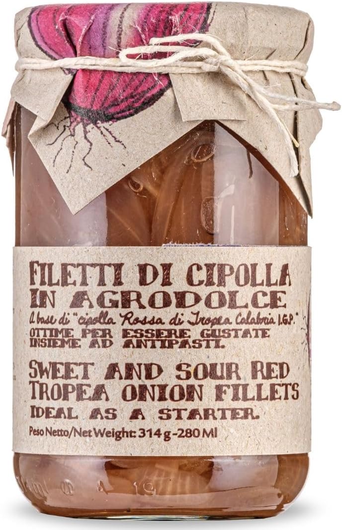 ARTIGIANI DEI SAPORI - Red Tropea Calabrian Onions, 6.3 oz, Italian Sweet and Sour Red Onion, Product of Italy