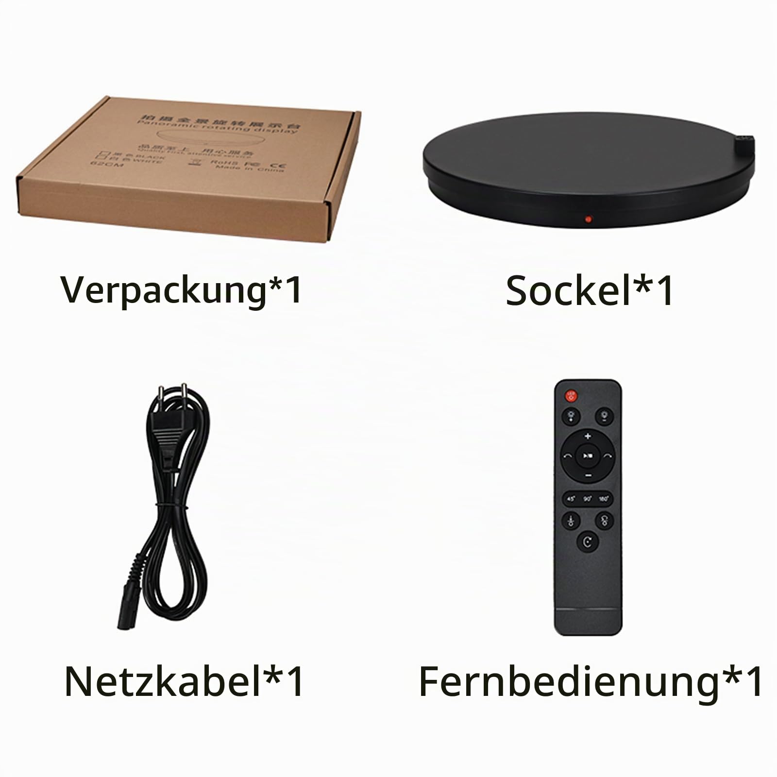 Elektrischer Drehteller 62cm 100kg Tragfähigkeit mit Fernbedienung, Displayständer Elektrischer 360-Grad-Drehteller Für Die Fotografie, Winkel Geschwindigkeitswinkel und Richtung Einstellbar (Schwarz)