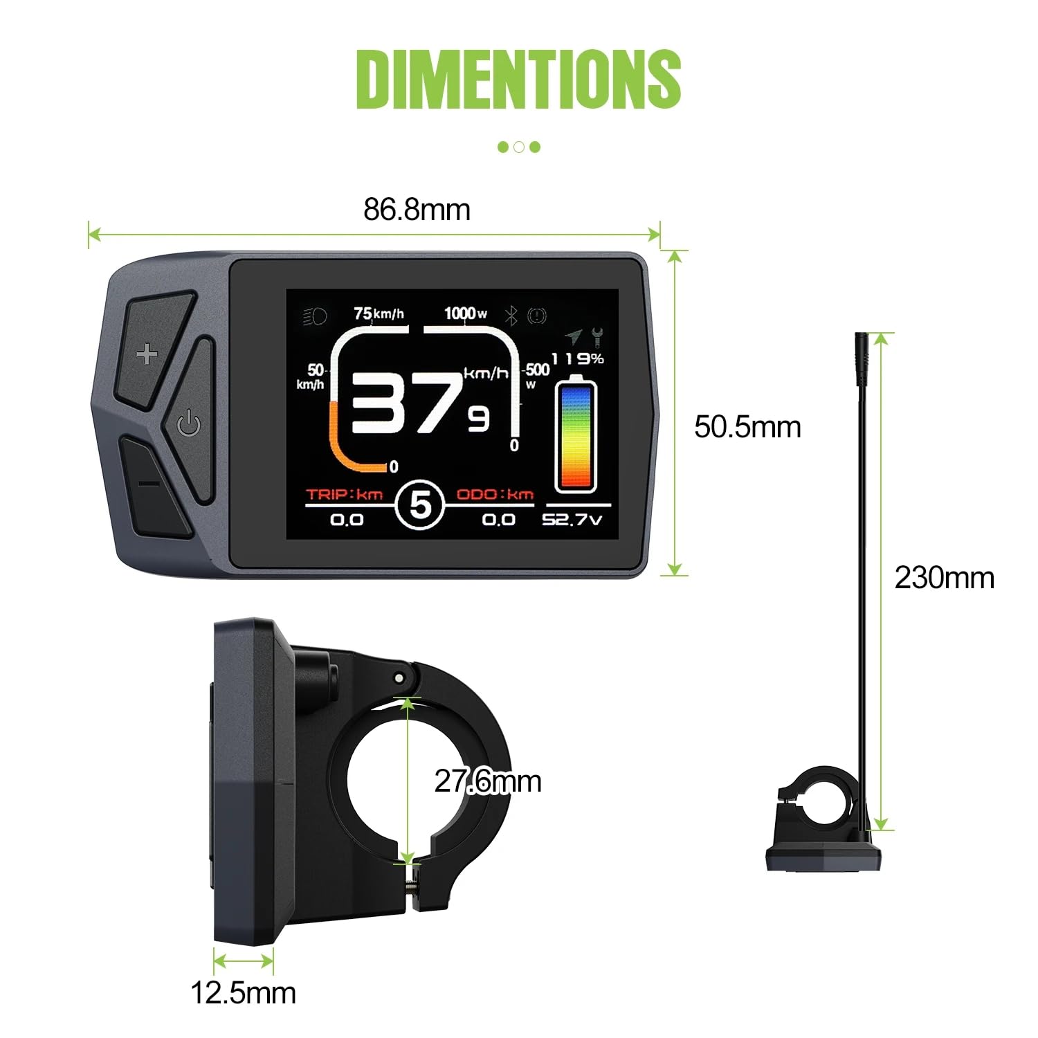 E-Bike LCD-Display BF 8Fun EKD01, UART-Protokoll, 5-poliger Stecker, für BF BBS01B/02B HD Mittelmotor