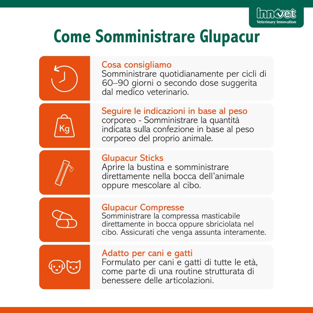 Glupacur Sollievo articolare per cani e gatti di tutte le età con PGA (Palmitoil-Glucosamina), Estratto di curcuma longa e Vitamina E – Alimento complementare – 30 compresse