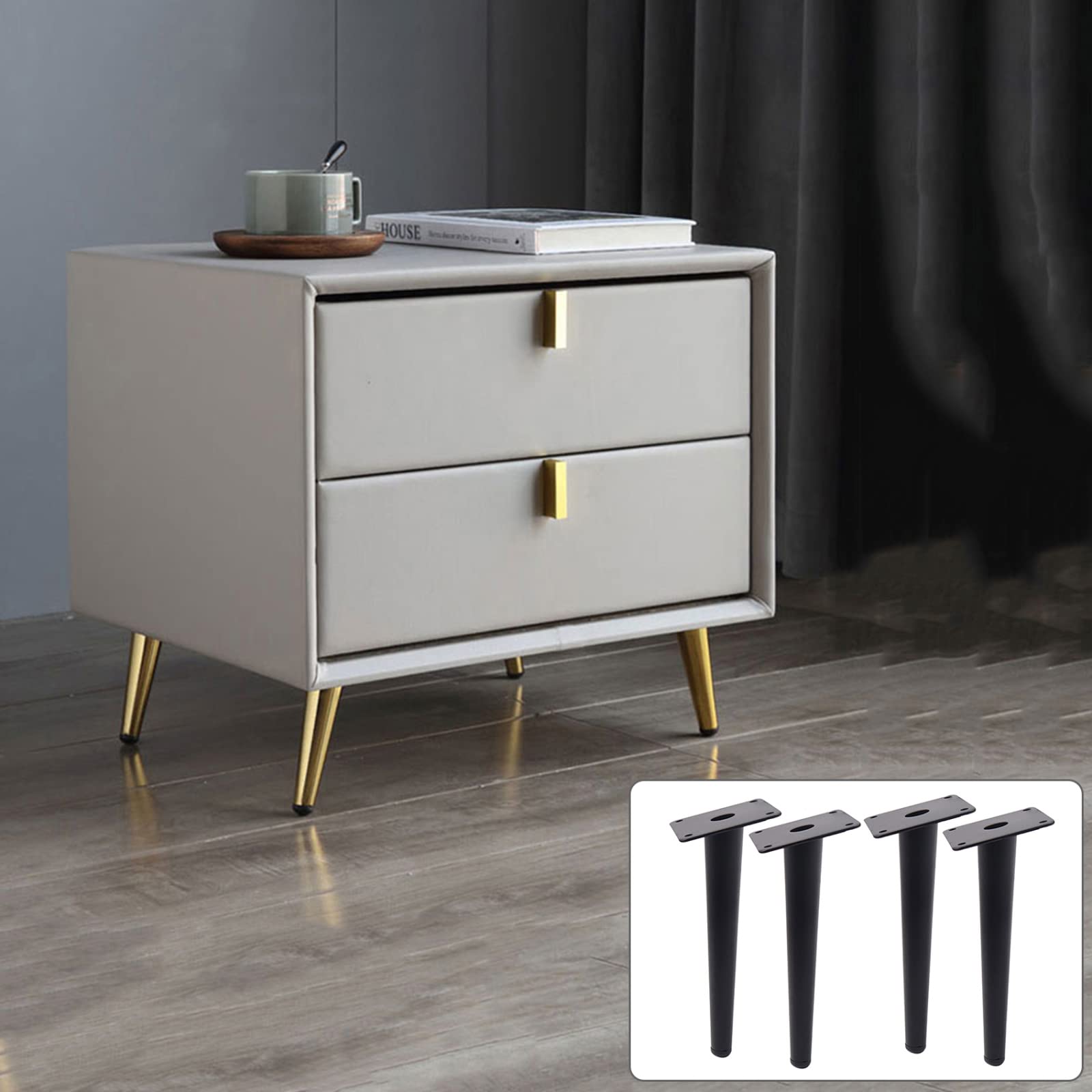 Patas para muebles de metal x4: soporte cónico resistente para sofás y mesas de centro