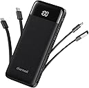 charmast Portable Charger with Built in Cables, Power Bank with Cords Wires, Slim 10000mAh Travel Battery Pack 6 Outputs 3 Inputs 3A Fast Charging for Samsung Google Pixel LG Moto iPhone iPad