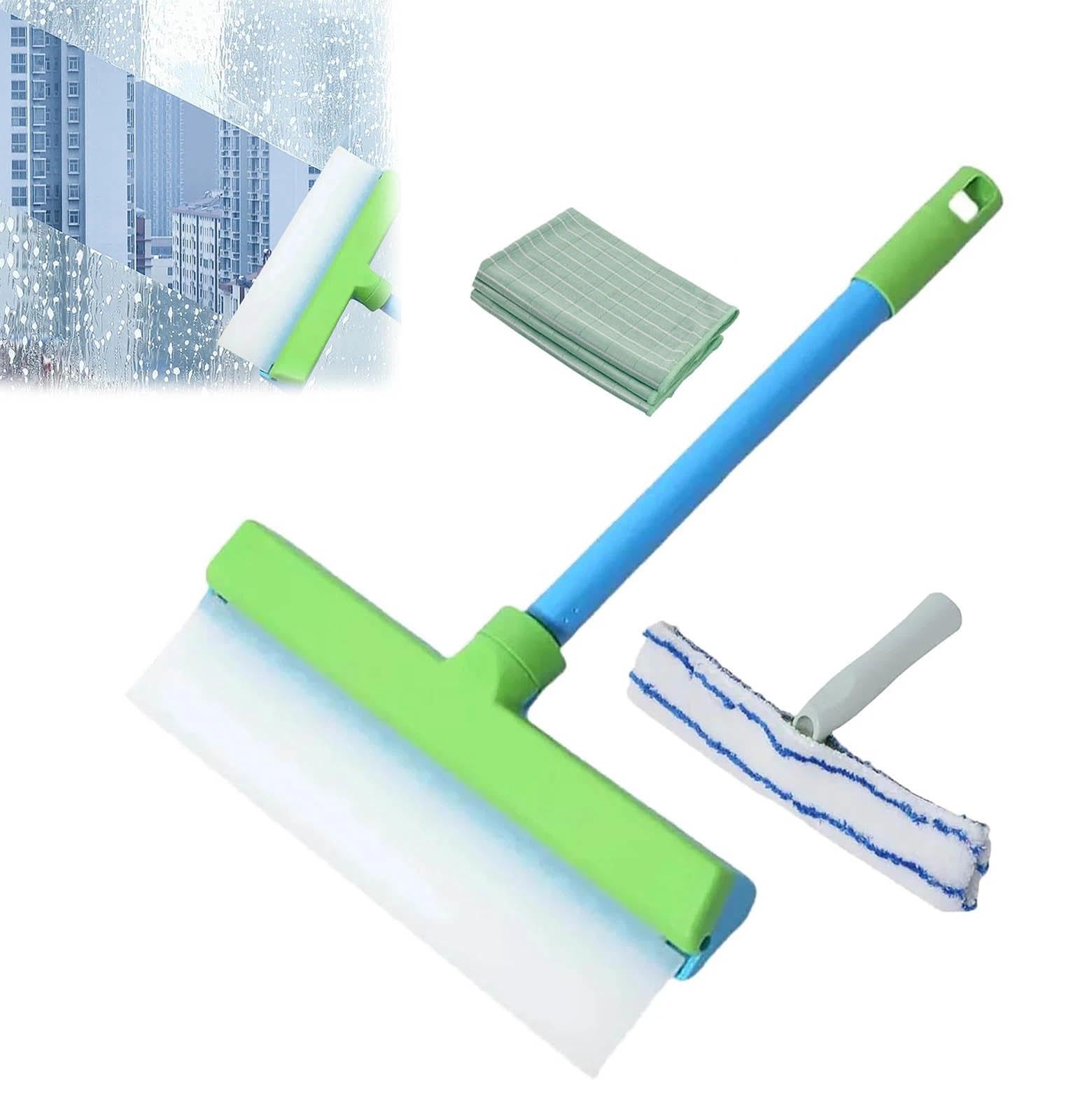 Kit per la pulizia dei vetri, in silicone riciclabile, per vetro, specchi, finestre, parabrezza auto, ideale per uso domestico, soluzione detergente completa