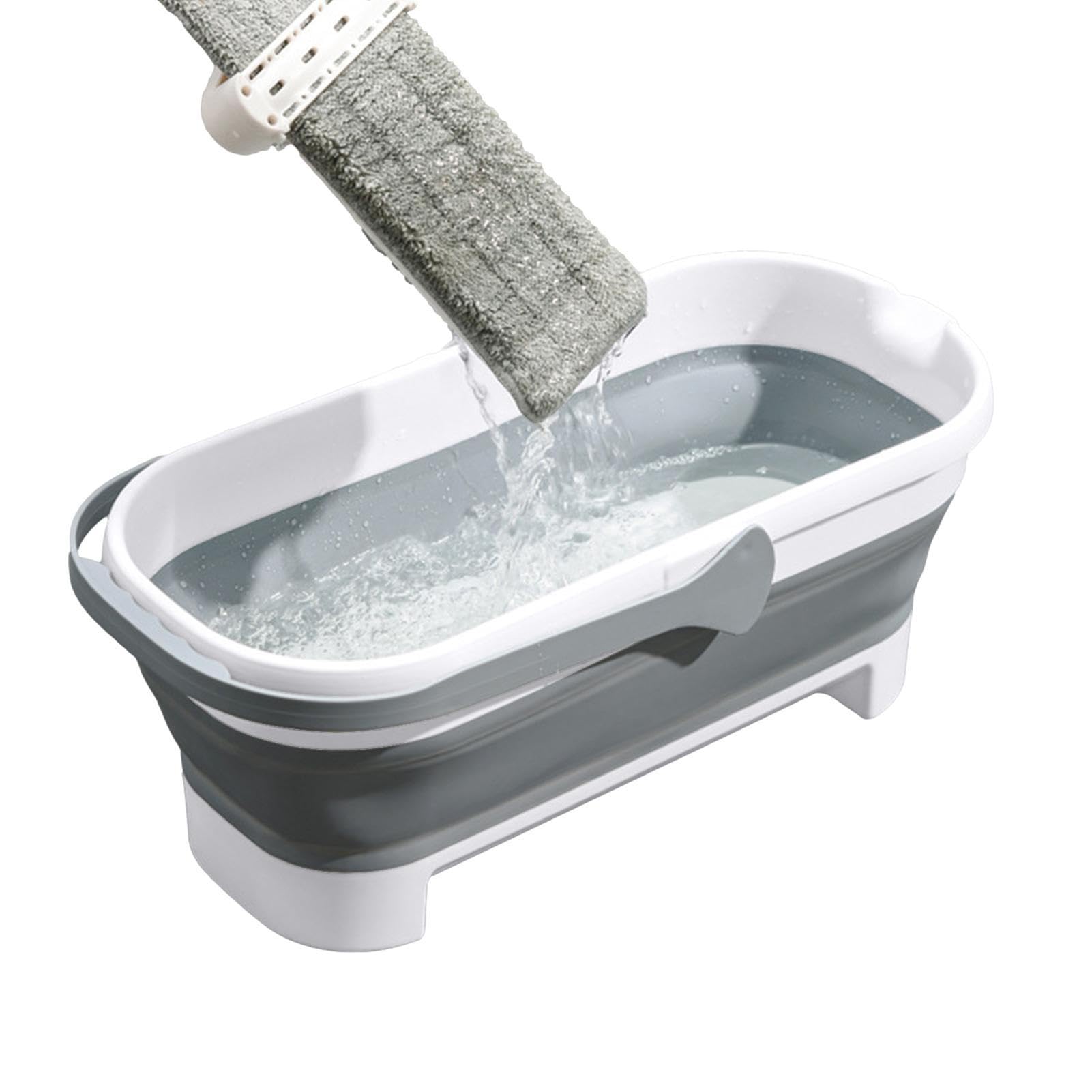 Hodfid Grey Folding Cleaning Bucket | 57Cm Rectangular Collapsible Bucket | Large Capacity Buckets With Handles & | Portable Basket Bucket Cleaning Tools For Mopping