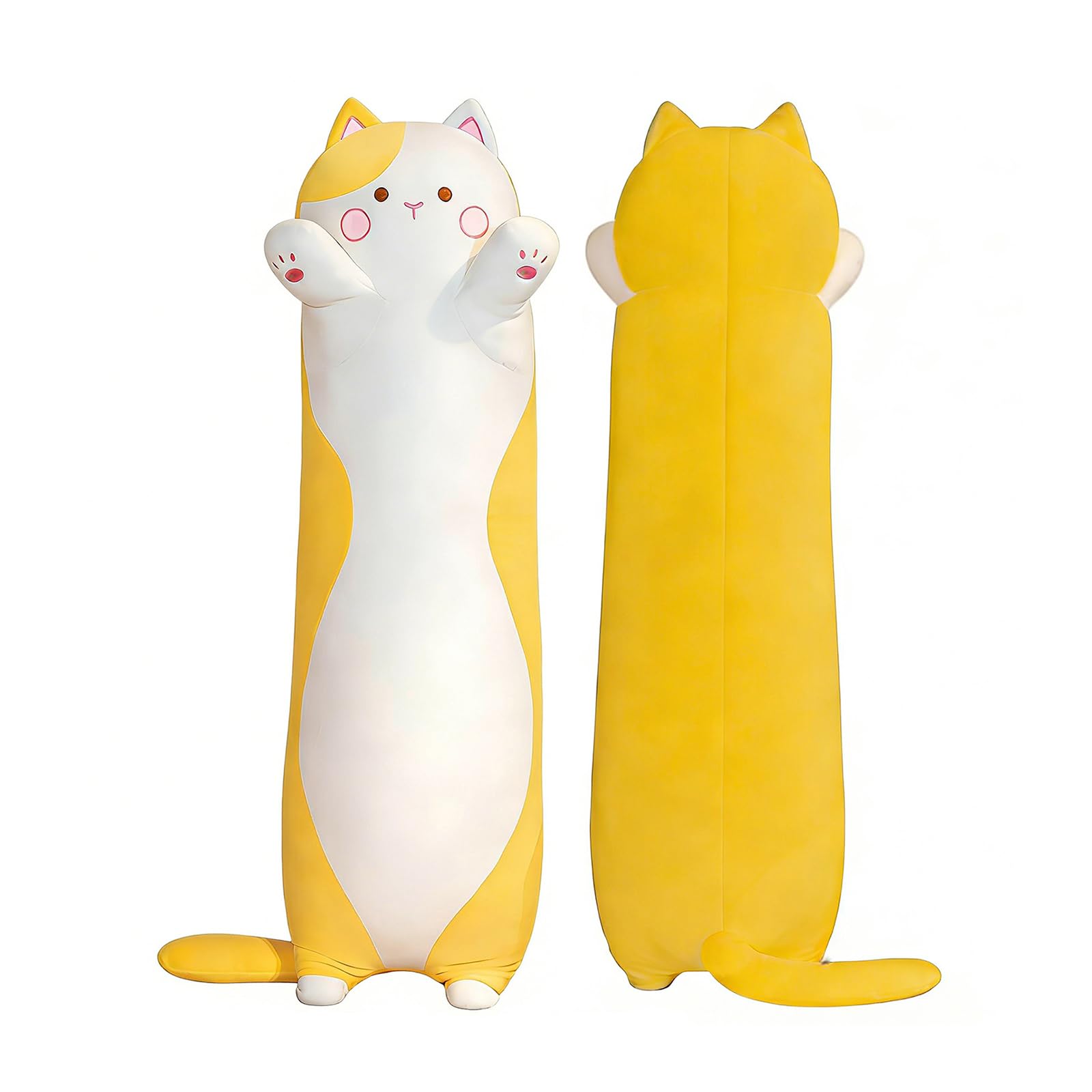 STHomedeco Cat Teddy Plush Pillow, Cute & Soft Stuffed Animal Cat, Squishy Cuddle Cushion for Kids, Plushies for Girls, Ideal Cat Gifts for Women (Yellow, 70cm / 27inch)