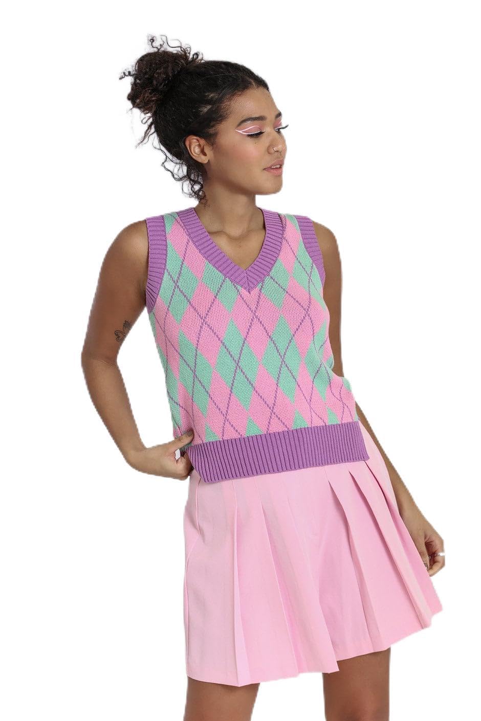 Hell Bunny Multicolor Rhombus Vest Multi Colour