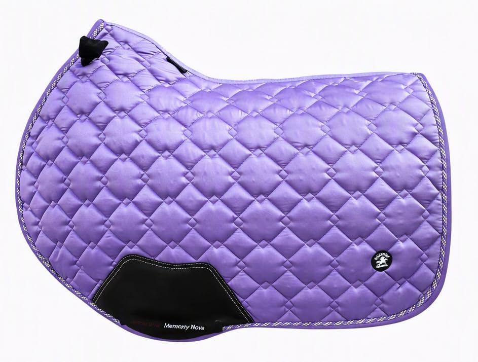 Quilted Horse Saddle Pad with Gold Studs, Full & Pony Size (Lavender Bloom, Cob/Pony/Medium)