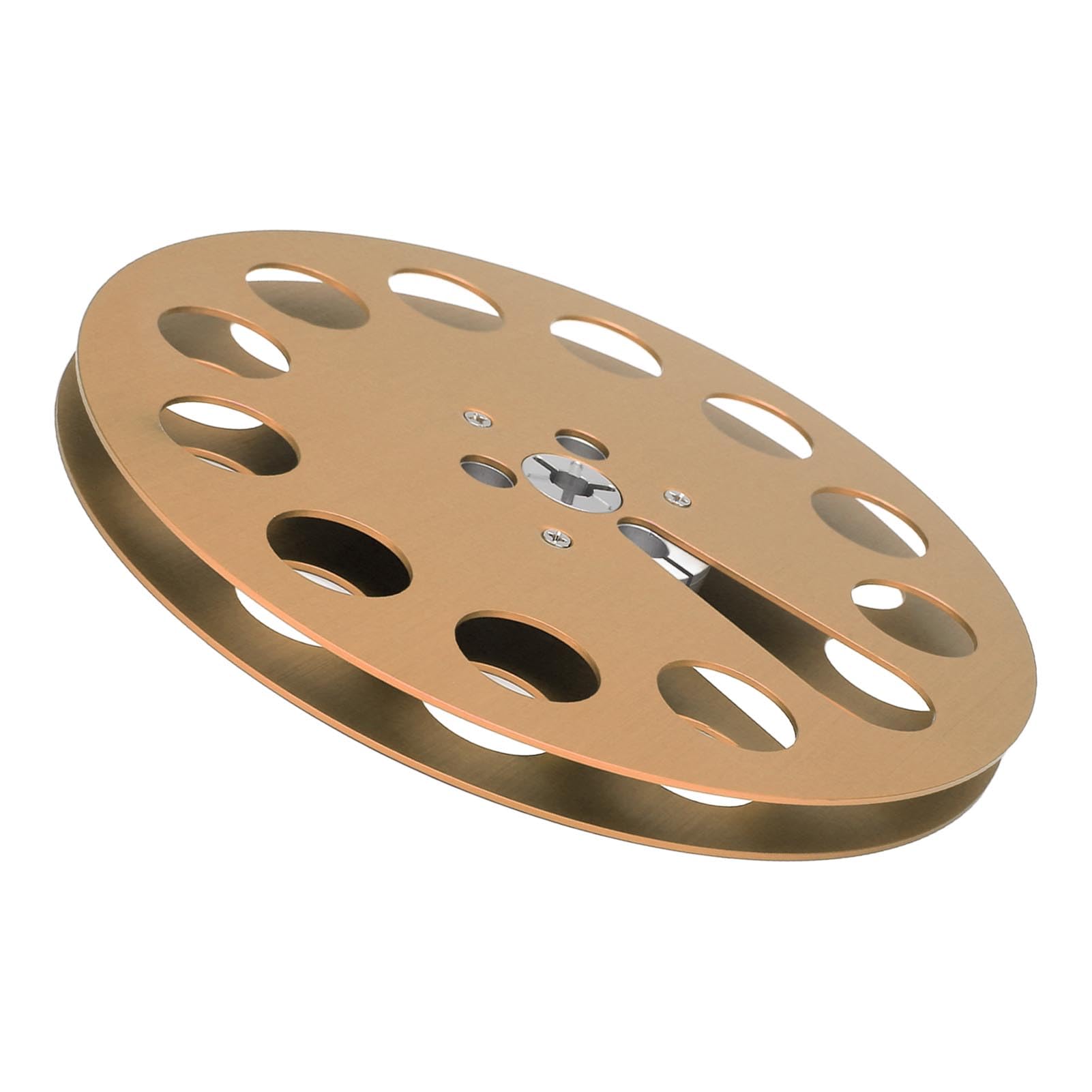 1/4 7 Zoll leere Bandspule, Aluminiumlegierung, 11 Löcher, universelle Öffnung, Maschinenteil, Aufwickelspule für Reel-to-Reel-Bandmaschinen (Gold)
