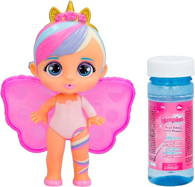 BLOOPIES Magic Bubbles Cristine, Collectible Fairy Doll that Squirts Water and Makes Magic Bubbles with her Wings, Bath and Water Toy for Girls and Boys from 18 months